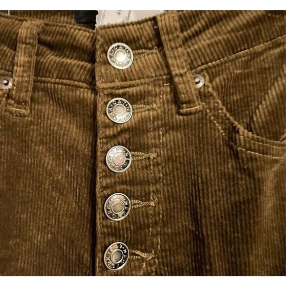 Oat ModCloth High Rise Corduroy Cropped Pants Brown NWT Size 25 - Picture 3 of 7